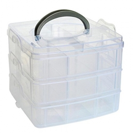 DZT1968 Clear Plastic Craft Beads Jewellery Storage Organizer Tool Box Case (White)