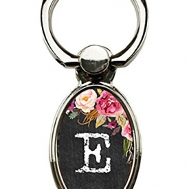 Floral chalkboard personalized cellphone ring, Universal phone grip holder, Smartphone Tablet iPhone Samsung iPad, Cell phone stand, Letter “E”