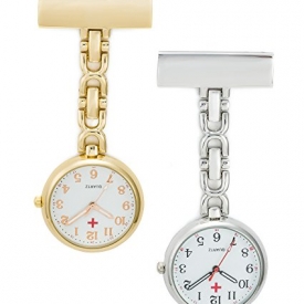 SEWOR Unisex Medical staff Hanging Pocket Watch 2pcs With Brand Leather Gift Box (Gold & Sliver)