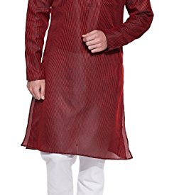 Emerald Maroon Silk Kurta for Men – Men’s Indian Fashions – Polyester Dupion