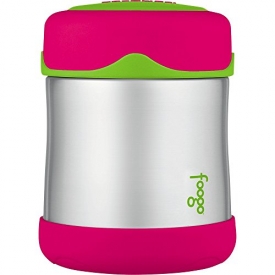 THERMOS FOOGO Vacuum Insulated Stainless Steel 10-Ounce Food Jar, Watermelon/Green