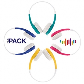 Explore Volume Limiting Kids Headphones | 4-Pack – Save 20% Compared to Purchasing Single Units | Great for School! | Blue, Green, Pink & Yellow