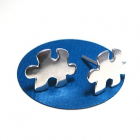 Sterling Silver Puzzle Piece Earrings, Autism Awareness Jewelry