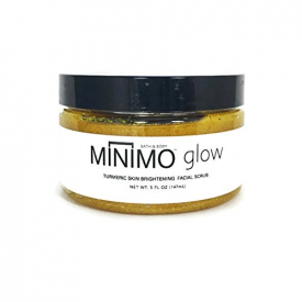 Unscented- Minimo Glow Skin Brightening Facial Scrub and Mask with Turmeric & Raw Manuka Honey, Bleach Free, Body Scrub, Fades Dark Spots, Acne Scars, Discoloration, Hyper Pigmentation
