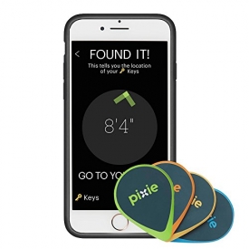 Pixie (4-pack) – Find your lost items faster by SEEING where they are. Lost item tracker/finder for Keys, Luggage, Wallet (iPhone 6/6S Plus case included)