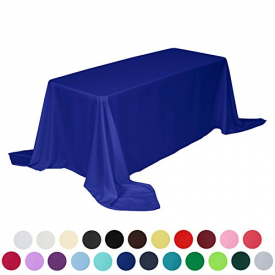 VEEYOO 90 x 156 inch Rectangular Solid Polyester Tablecloth for Wedding Restaurant Party, Royal Blue