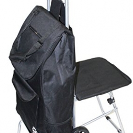 Stair Climber Trolley Dolly with Seat, Black Shopping Grocery Foldable Cart Tailgate