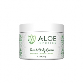 Aloe Infusion Body and Face Moisturizer – All Natural Eczema Cream for Itchy Dry Skin, Sensitive Skin, Acne and Psoriasis – Organic Aloe Vera, Shea Butter, Coenzyme Q10, Grape Seed Oil, Kukui Nut Oil