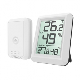 AMIR Digital Hygrometer, Indoor Outdoor Thermometer Hygrometer Monitor with Temperature Humidity Gauge, LCD Display Wireless Outdoor Hygrometer, ℃/℉ Switch, for Home, Office, Baby Room, etc (Mini)