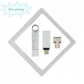 Faost 64Gb Swarovski Jewelry DM328664,3 in 1 Pack,Mirror Chrome Metal Case Handmade USB2.0 Flash Drive Memory Key Pendrive data device,Type C to USB3.0 Adapter,Micro OTG Adapter