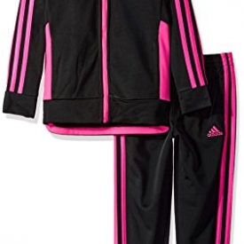 adidas Little Girls’ Tricot Jogger Set, Black Adi, 5