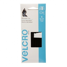 VELCRO Brand – ONE-WRAP For Cables, Wires & Cords – 8″ x 1/2″ Ties, 5 Ct. – Black w/ Tabs