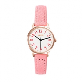ARMIDO Watches for Girls – Easy Time Telling Kids Watch with Pink Faux Leather Strap