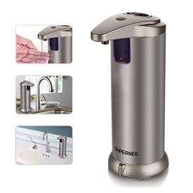Soap dispenser, OPERNEE Automatic Touchless Stainless Steel Fingerprint Resistant IR Sensor Hand Free Auto Soap Dispenser Perfect for Kitchen and Bathroom (Stainless Steel)