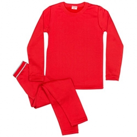 Rocky Boy’s Fleece Lined Thermal Underwear 2PC Set Long John Top and Bottom (XS, Red)