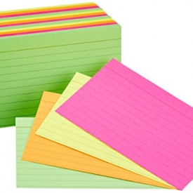 AmazonBasics Ruled Index Cards, Assorted Neon, 3×5-Inch, 300-Count