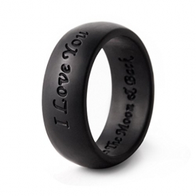 Silicone Wedding Ring”I Love You To The Moon and Back”, – Designed for Everyday Use, Multiple Colors, Safety, Active Lifestyle, Gym and Outdoor Enthusiasts-By KepooMan£¨Men black 12)