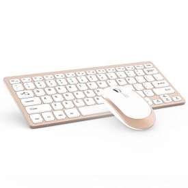 Wireless Keyboard Mouse, Jelly Comb 2.4GHz Ultra Slim Compact Portable Wireless Keyboard and Mouse Combo Set for PC, Desktop, Computer, Notebook, Laptop, Windows XP / Vista / 7 / 8 / 10 – Gold