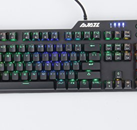 Ajazz AK35I RGB Mechanical Keyboard, Blue Switches Backlit Wired Gaming Keyboard, Multimedia Keys Roller, Black