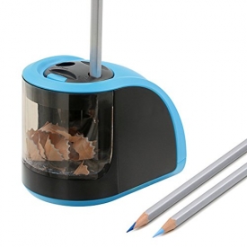 Electric Pencil Sharpener with 2 Different Size of Holes Automatic Pencil Sharpener Both Electronic and Battery Operated for Classroom / Office for Kids Blue