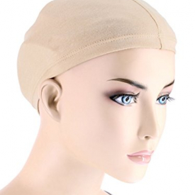 Turban Plus Cotton Wig Liner Cap In Beige 2 pc Pack For Women With Cancer, Chemo, Hair Loss