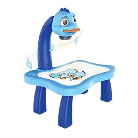 Arshiner Kids Projector Painting Table Colorful Drawing Board with Music & 24 Patterns (Blue)