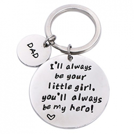 LParkin I’ll Always Be Your Little Girl.You Will Always Be My Hero Keychain, Stainless Steel (White)