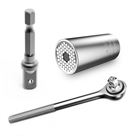 Universal Socket Wrench Set magical grip, BLENDX 3pcs Gator Wrench Socket Kit 7mm to 19mm Ratchet Socket Wrench with Power Drill Adapter – Valentine Gift for men handymen him father’s day