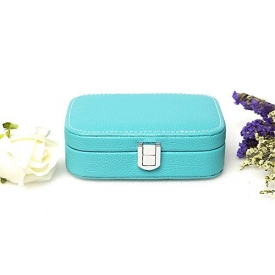 Mirrored Travel Jewelry Box Organizer Display Storage Case for Rings Earrings Necklace Makeup Storage Case for Women Girls,Blue