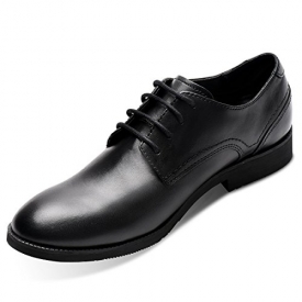 Men’s Leather Lined Oxford Shoes Lace-up Plain Toe Formal Dress ShoesBlack 9.5