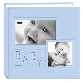 Pioneer Photo Albums 200-Pocket Embossed “Baby” Leatherette Frame Cover Album for 4 by 6-Inch Prints, Blue