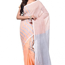 Bengal Handloom Saree Women’s Pure Cotton Linen Free Size Cream