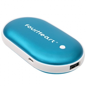 Reusable Hand Warmers 5200mAh Small Portable Power Bank Reachargeable Electric Hand Warmer USB, Pocket 2-sided Hand Warmers by fourHeart Great Gift for Men and Women (Blue)