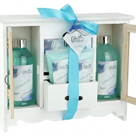 Spa Gift Basket With Refreshing Ocean Bliss fragrance – Bath Set Includes Shower Gel, Bubble Bath, Bath Salts And more – Great Wedding, Birthday, Anniversary, or Thank You Gift Set for Women and Girls
