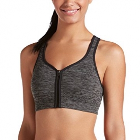 Jockey Women’s Zip Front Seam Free Bra, Deep Black Space Dye, X-Large