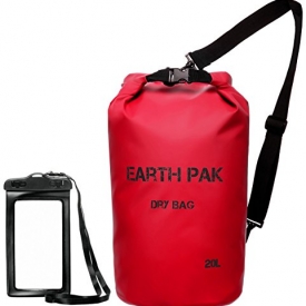 Earth Pak -Waterproof Dry Bag – Roll Top Dry Compression Sack Keeps Gear Dry for Kayaking, Beach, Rafting, Boating, Hiking, Camping and Fishing with Waterproof Phone Case