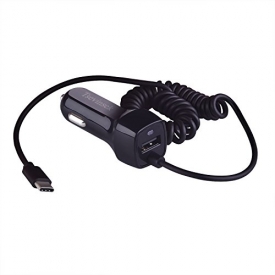 USB Type C Car Charger with Retractable Coiled USB Type C Cable for Samsung Galaxy S8/S8 Plus, Moto Z Force Droid/Z2 Force/Z Play/Moto M/Moto X4, Google Pixel/XL/2 XL and more Android Phones / iPhone