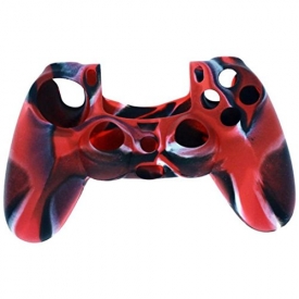 Aobiny Soft Camouflage Silicone Case Cover for Playstation PS4 Controller (red)