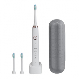 Electric Toothbrush, SARMOCARE Rechargeable Electronic Sonic Toothbrush with Smart Timer, 5 Modes 2 Replacement Brush Heads (White)