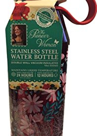 The Pioneer Woman Stainless Steel Water Bottle 18 Ounce 24 Hrs Cold 12 Hrs Hot (Red)