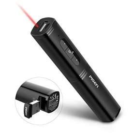 Pisen Wireless Presenter, Rechargeable RF 2.4GHz Remote Pointer Presentation Clicker USB Remote Control Flip Pen for PPT Powerpoint Slideshow, 2500mAh Portable Power Bank (Black)