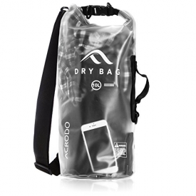 New Acrodo Waterproof Dry Bag Transparent Black 20 Liter Floating for Boating, Camping, and Kayaking With Shoulder Strap – Keeps Clothing & Electronics Protected