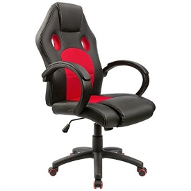 Homall Gaming Chair Executive Office Chair Desk Chair Racing Style Chair Padded Armrests Task Chair Mesh Bucket Seat and Lumbar Support (Red)