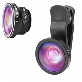 FINNKARE 3 in 1 180 Degree Fisheye Lens, 10X Macro Lens & 0.4X Super Wide Angle Lens, Clip on Cell Phone Lens Camera Lens Kits for iPhone, Tablets, Android & Most Smartphones – Black (New Arrival)