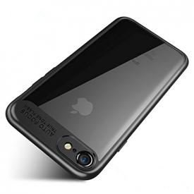 Wireless Charger iPhone 8 PLUS Case, iPhone 7 PLUS Case, FLOVEME Slim Fit Hybrid Armor Ultra Anti Scratch Lightweight Soft TPU Bumper Shockproof Protective Clear Hard PC Back Cover, Transparent Black