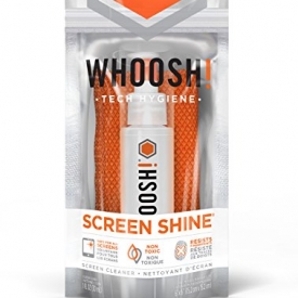 WHOOSH! Award-Wining Screen Cleaner – Safe for all screens – Smartphones, iPads, Eyeglasses, Kindle, LED, LCD & TVs – Includes 1 unit of 30 ml/1 fl oz +1 Premium Antimicrobial Microfiber Cloth