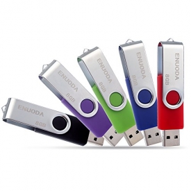 USB Flash Drive 8GB ENUODA Swivel USB Flash 2.0 Memory Sticks Storage Thumb U-Disk for Storing Music and Files (5Pcs Mixed Colors)