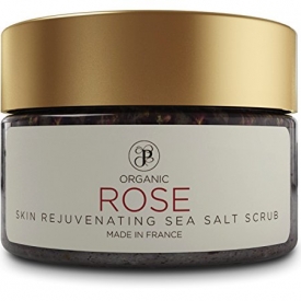 Peak Products Body Scrub, Organic Sea Salt Body Exfoliating Scrubs for Bath & Shower, Skin Rejuvenating Spa Exfoliator Made with Essential Oils, No Harmful Chemicals, Rose, 12oz