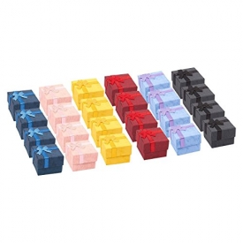 24-Piece Gift Box Set – Cube Ring Jewelry Box for Anniversaries, Weddings, Birthdays, Assorted Colors – 1.7×1.7×1.4 Inches