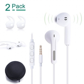 JJCall (2 Pack) 3.5MM Iphone Earphones/Headphones/Earbuds with Stereo Mic&Remote Control for Apple and Android Smartphone Device